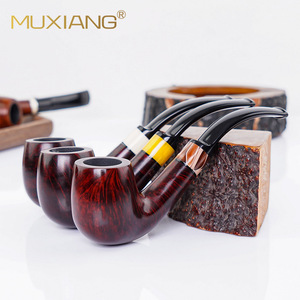 MUXIANG Briar Wood Smoking Pipe Bent Type Handmade Tobacco Pipe With Brass Rings For Reading - Product Image 1