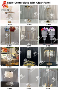 Support de fleurs en or et argent, perles suspendues, centre de table pour décoration de mariage, directement de l'usine SMOOTH - Product Image 4