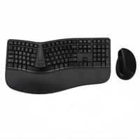 Ensemble clavier et souris sans fil 2,4 GHz For DirectorC pour ordinateur portable, design ergonomique divisé, 3200 DPI, longue autonomie de la batterie, support pour le poignet