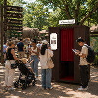 Nouvelle conception de photomaton en bois, photomaton commercial avec impression instantanée des photos, écran tactile