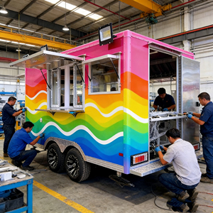 Remolque Móvil para Comida Marinada, Carrito Multifuncional Portátil para Vendedores de Mercado Nocturno - Product Image 3