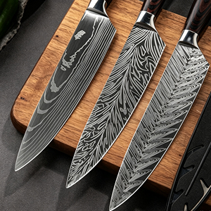 Cuchillo de Cocina de Acero Inoxidable con <span class=keywords><strong>Mango</strong></span> de Pakkawood y Patrón Damasco, para Cortar Carne y Verduras, con Funda de Plástico, Cuchillo de Chef de 12 Pulgadas - Product Image 4