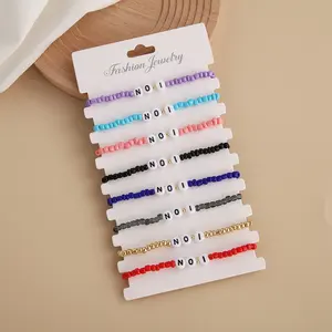 Set di braccialetti con perline di vetro Multi colore bohémien set di gioielli in acrilico con lettera n. 1 braccialetto