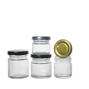 Kdg Merk Fabriek Hete Verkoop Groothandel Glazen Potten Voor Honing 25Ml 50Ml 75Ml 100Ml Voedselpotten Met Aluminium Deksels