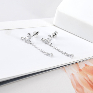 Cross Border S925 Silver Long Micro Pave Zircon Tassel Boucles d'oreilles pour les femmes Minimalist Cool Style - Product Image 4