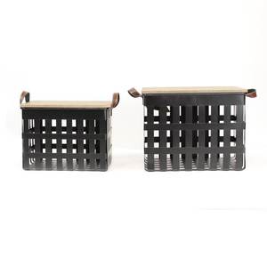 Ensemble de paniers de rangement en métal pour maison et garage modernes enduit de poudre 2 pièces - Product Image 1