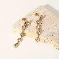 Nedeins — boucles d'oreilles pendantes en acier inoxydable, lustre rond, en cristal, nouvelle mode, pour filles et femmes