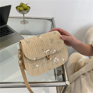 Sac mini en paille tendance et élégant pour femme – Nouvelle collection : Sac bandoulière chic et polyvalent en dentelle tressée - Product Image 1