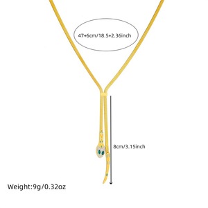 Snake Head Tail Bone Chain Gold Plated Zinc Alloy Necklace Women's Fashion Jewelry Gift N3081 - Product Image 4