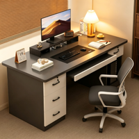 Bureau d'ordinateur moderne et simple avec tiroirs et plateau pour clavier, idéal pour l'étude et l'écriture des étudiants, pour chambre à coucher ou bureau à domicile