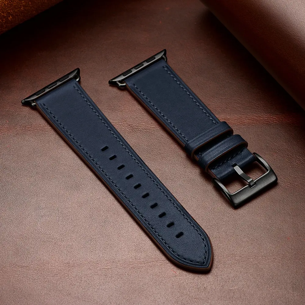 Cinturino in vera pelle per orologio Apple Watch Ultra 9 8 7 6 5 cinturino di ricambio da polso per iWatch serie 7 6 5 4 3