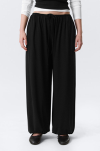 <span class=keywords><strong>Pantaloni</strong></span> Larghi da <span class=keywords><strong>Donna</strong></span> <span class=keywords><strong>Neri</strong></span> con Coulisse in Vita, Morbidi e Casual, Ideali per l'Uso Quotidiano e il Relax a Casa - Product Image 3