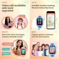 Reloj Inteligente para Niños con Tarjeta SIM 4G, GPS, Llamada de Emergencia SOS, Videollamada, Respuesta a Llamadas, Pantalla AMOLED, Resistente al Agua IP67, Cámara HD, LBS