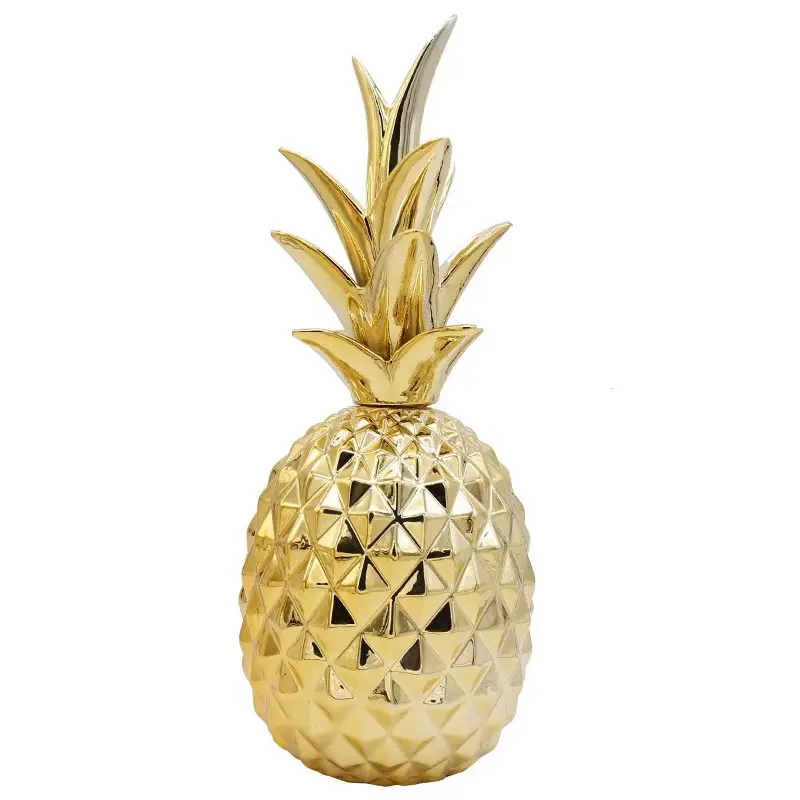 Personalized European Style home Decorative Golden Pineapple Money Box Ceramic Ornament