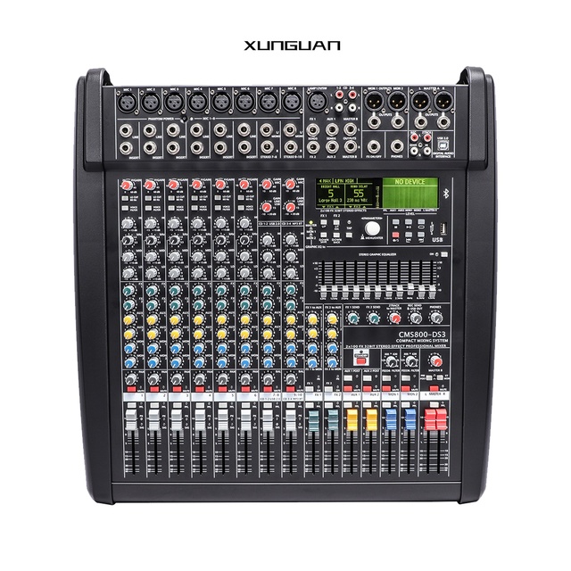 CMS800-DS3 Professional Audio Mixer Console Blue-tooth 8 Channel with 2 Displays for Live Broadcast Stage Show