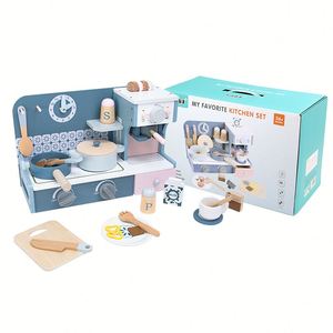 Solid Wood Mini Kitchen Set Children's Simulated Afternoon <b>Tea</b> & Coffee <b>Maker</b> DIY Role-Playing Stove Preschool Gift for Kids - Product Image 1