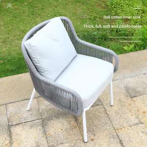 Personnalisé villa extérieur corde tissé extérieur <span class=keywords><strong>jardin</strong></span> loisirs balcon chaise moderne simple simple protection solaire dossier meubles - Product Image 4