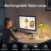 Lampe de bureau populaire à CRI élevé Ra95, rechargeable, à intensité variable par toucher, en forme de fleur, pour salle à manger, chambre à coucher, lampe de table LED rechargeable