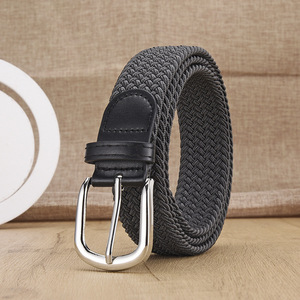 <span class=keywords><strong>Ceinture</strong></span> en toile <span class=keywords><strong>élastique</strong></span> <span class=keywords><strong>tressée</strong></span> de couleur unie pour <span class=keywords><strong>homme</strong></span> avec boucle à ardillon, facile à porter - Pas besoin de percer de trous - Product Image 6