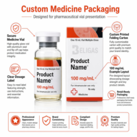 Maßgefertigte Verpackungsbox für Medizinfläschchen aus Recyclingmaterialien 10ml Pharmazeutische Injektionsflasche Bedruckte Faltschachtel