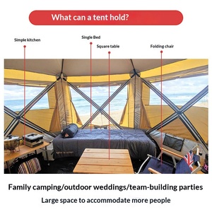 Tenda Esagonale Grande da Esterno 3x3,6m per Campeggio, Autoportante, per Pernottamento, Quattro Stagioni, in Tessuto Oxford, Montaggio Rapido, Termoisolante - Product Image 2