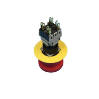 Bouton d'arrêt d'urgence à tête champignon 16MM/22MM, plaqué or, contacts 1NO1NC, momentané, 380V 10A, fabricant