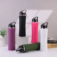 Termo de vacío de doble pared para deportes al aire libre, botella de agua aislada de acero inoxidable para ciclismo con tapa de paja