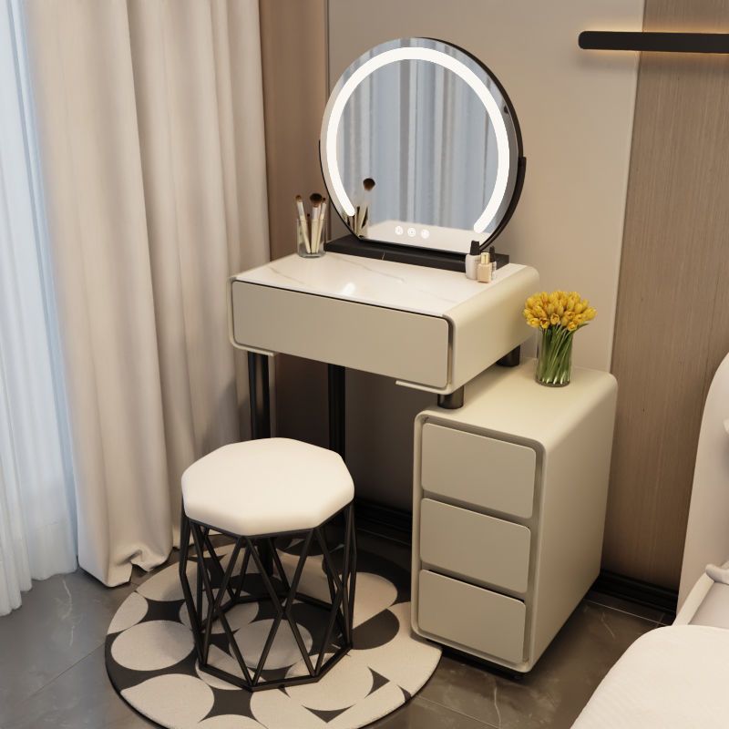 khaki gray 50cm table + mirror + diamond-shaped stool