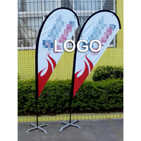 Drapeaux publicitaires portables personnalisés en gros, drapeaux en fibre de verre, anti-plis, polyester tricoté 110G, drapeau en forme de larme