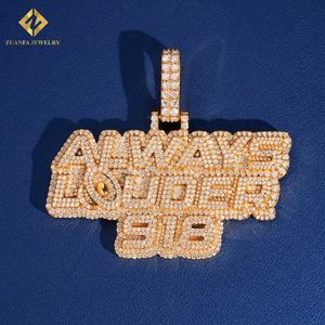 Charmes de bijoux personnalisés, gros pendentifs plaqués or pour hommes, argent 925, serti de moissanite VVS, bijoux Wuzhou Zuanfa - Product Image 5