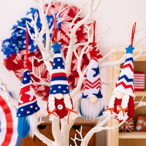 Independence Day Child <b>Hat</b> Dwarf Pendant Knitted American Figurine Anniversary Decoration Cute Ornament - Product Image 1