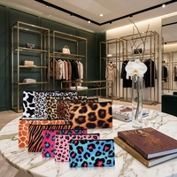 Tas Kosmetik Kanvas Ramah Lingkungan Motif Leopard Tekstur Hewan, Tahan Air, Resleting, Pegangan Lembut, Penyimpanan & Dompet Wanita
