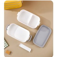 Boîte à lunch rectangulaire en acier inoxydable avec poignée, 2 compartiments, conteneur écologique avec cuillère pour le bureau