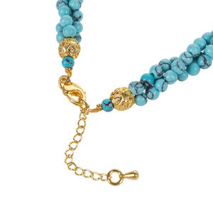 Turquoise Twisted 3-Row <b>Crystal</b> Necklace with Gemstones - Product Image 6