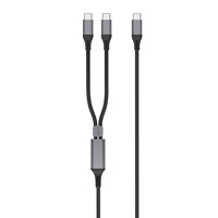 Kabel Pengisian Daya USB C ke 2 USB C 100W dengan Cangkang Logam untuk Mengisi Dua Perangkat, Distribusi Daya Cerdas