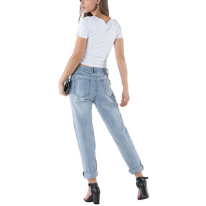 Wholesale New <span class=keywords><strong>Vogue</strong></span> elegant zipper cotton Denim Jeans high waist woman Jeans - Product Image 6