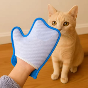 Gants anti-poils pour chat bleus, brosse de toilettage double face pour le nettoyage des poils de chat, réduction des charges statiques - Product Image 1