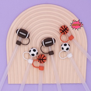 จุกหลอดดูดน้ำซิลิโคนแบบใช้แล้วทิ้งขนาด 10 มม. อุปกรณ์เสริมสำหรับบาร์ จำนวนมาก จุกหลอดดูดน้ำรูปทรงฟุตบอล 3 มิติ - Product Image 1