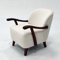 Art Décoration Fauteuils Rembourrés Français Bouclés Chaise d'Appoint en Bois et Tissu Canapé Simple