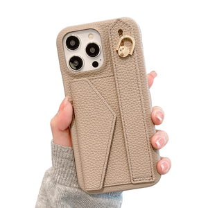 Étui de téléphone portable en cuir premium avec porte-cartes intégré et dragonne portable pour iPhone 17 16 15 14 Pro Max Plus Air - Product Image 1