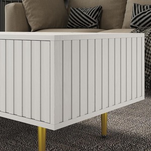 Bán buôn hiện đại giọng trắng sang trọng hình chữ nhật bằng gỗ rãnh Bàn cà phê bàn trà với 2 ngăn kéo lớn lưu trữ cho phòng khách - Product Image 5