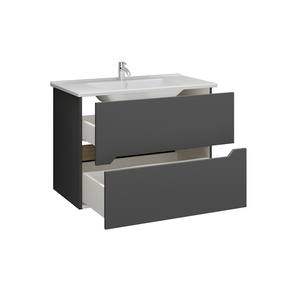 Mueble de tocador de baño negro grafito mate de 85cm con LAC-ARES-85 Kamalu Gabinete de espejo de aluminio para fregadero incorporado - Product Image 4