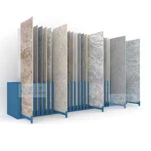 Modern taş kuvars örnek ekran rafları Metal itme çekme seramik lastik sergileme standı kiremit Showroom görüntüler raflar