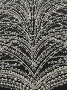 Nouveau style de tissu en dentelle de tulle brodé de grosses perles, de sequins et de perles lourdes pour robe de soirée élégante et tendance - Product Image 5