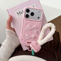 Étui de téléphone en cuir avec nœud étoile pour Apple 17 Pro, compatible avec l'étui iPhone 16, cordon pour iPhone 15 Pro, pour femme, 17