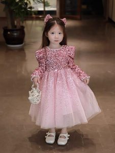 Vestido de Princesa de Malla <span class=keywords><strong>para</strong></span> Niñas, Forrado de Felpa <span class=keywords><strong>para</strong></span> Invierno, <span class=keywords><strong>Elegante</strong></span> con Lentejuelas y Cuentas, Estampado, <span class=keywords><strong>para</strong></span> Cumpleaños, Traje de <span class=keywords><strong>Año</strong></span> <span class=keywords><strong>Nuevo</strong></span> de Elsa <span class=keywords><strong>para</strong></span> Niñas Pequeñas - Product Image 2