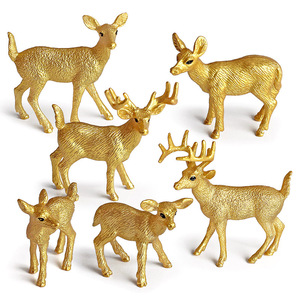 HY Toys 6 piezas Forest Series Gold Edition simulación Animal modelo juguete cola blanca ciervo decoración conjunto para niños juguetes educativos - Product Image 1
