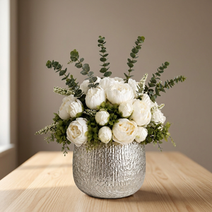 Florero de Metal Texturizado Hecho a Mano con Diseño Redondo Decorativo, Centro de Mesa de Lujo para Decoración Floral de Hogar y Bodas - Product Image 6