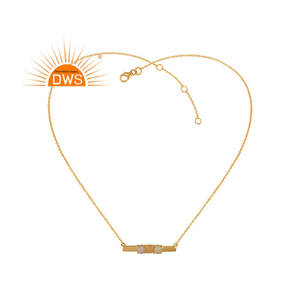 Pink and Ethiopian <b>Opal</b> Gemstone <b>Necklace</b> Yellow Gold Plated Sterling Silver Bar <b>Necklace</b> Jewelry Wholesale - Product Image 1
