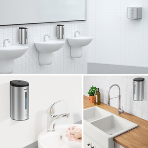 AK1205 Distributeur automatique de <span class=keywords><strong>savon</strong></span> et de shampoing en acier inoxydable <span class=keywords><strong>éco</strong></span>logique de 750 ml pour usage hôtelier, montage mural - Product Image 6